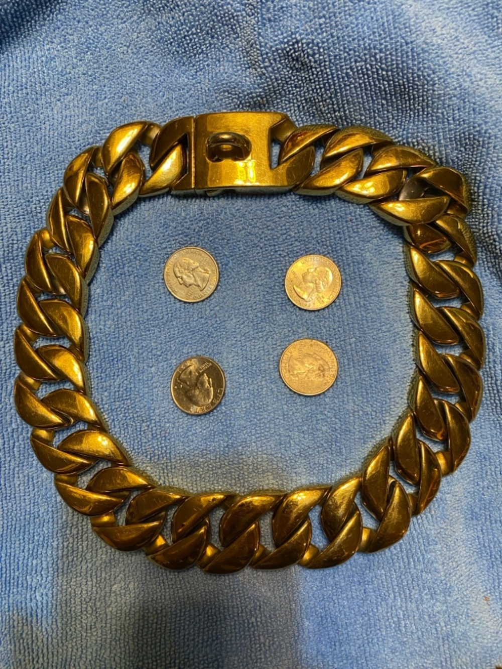 Gold-Tone Cuban Link Chain Large Dog Collar 22 inches